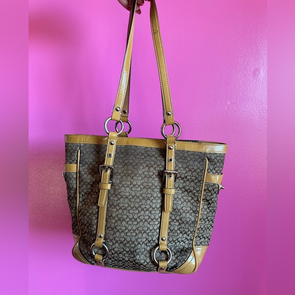 Y2K Coach Gallery Signature Jacquard Tote Bag - Picture 6 of 14
